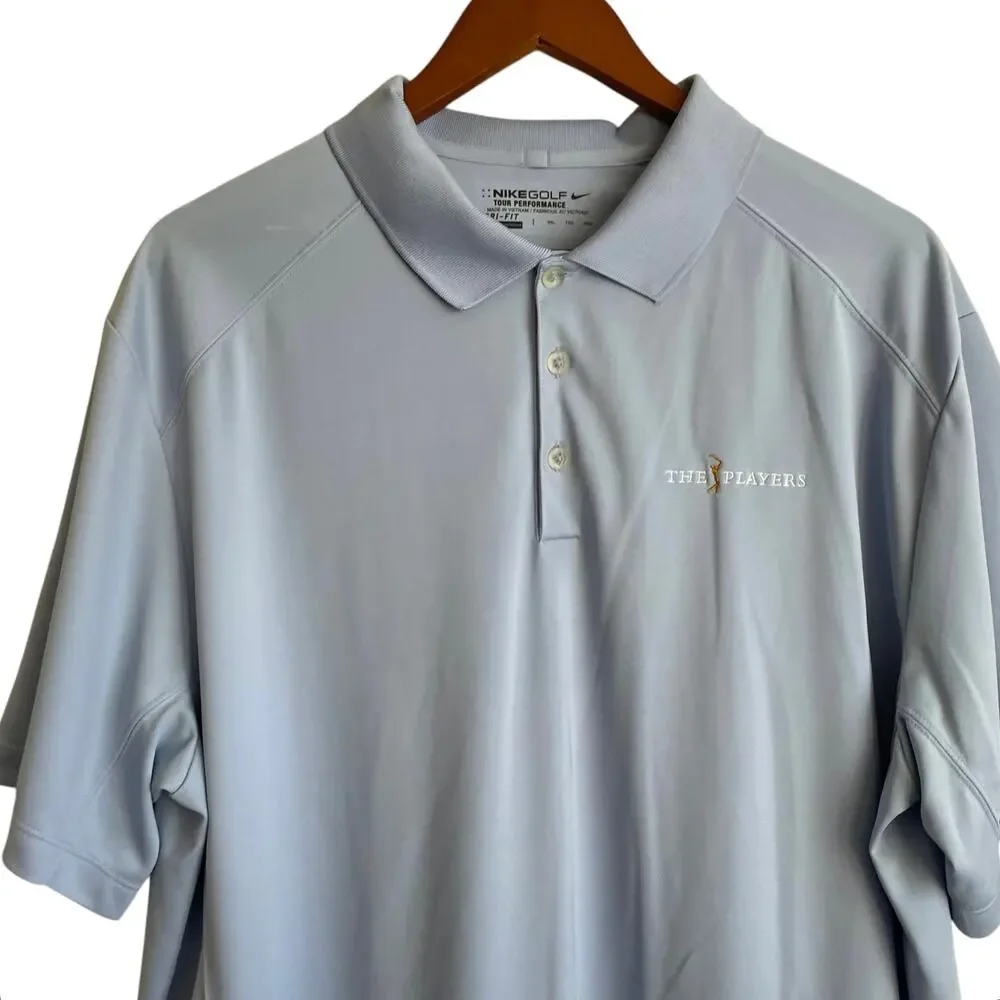 Nike Golf Mens Polo Tour Performance XXL Blue Striped The Players Leisure Comfy - Picture 5 of 11